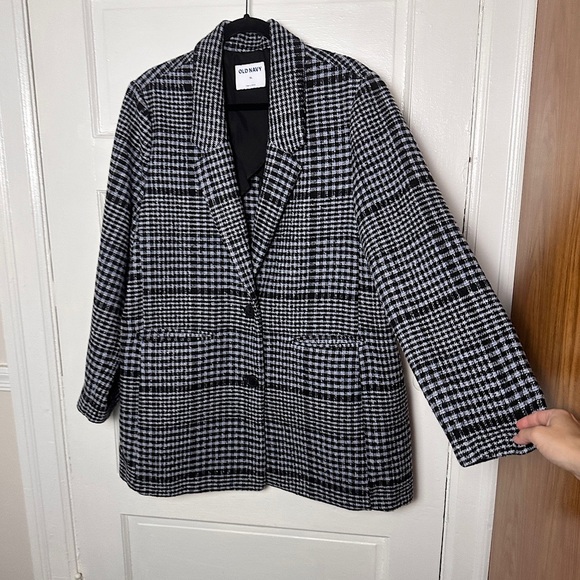 Old Navy Wool Blend Plaid Blazer Coat Classic Academia Preppy NWOT‎ Relaxed Fit - Picture 5 of 17